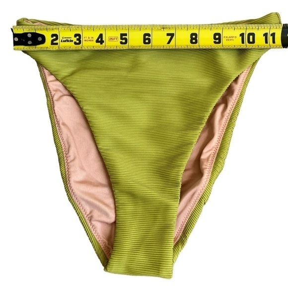 NWT J. Crew Ribbed High Rise Cheeky Bikini Bottom Chartreuse Green Sz XXS - Picture 10 of 16